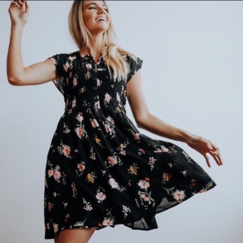 Free People Greatest Day dress floral black pink